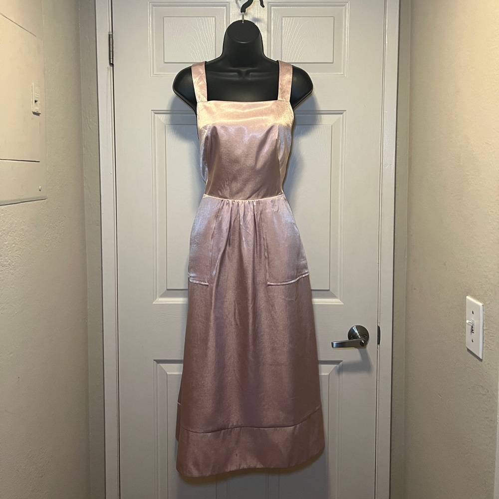 Herron Pink Satin Apron Feminine Delicate Dress Cute Blush Rose Cottage US4